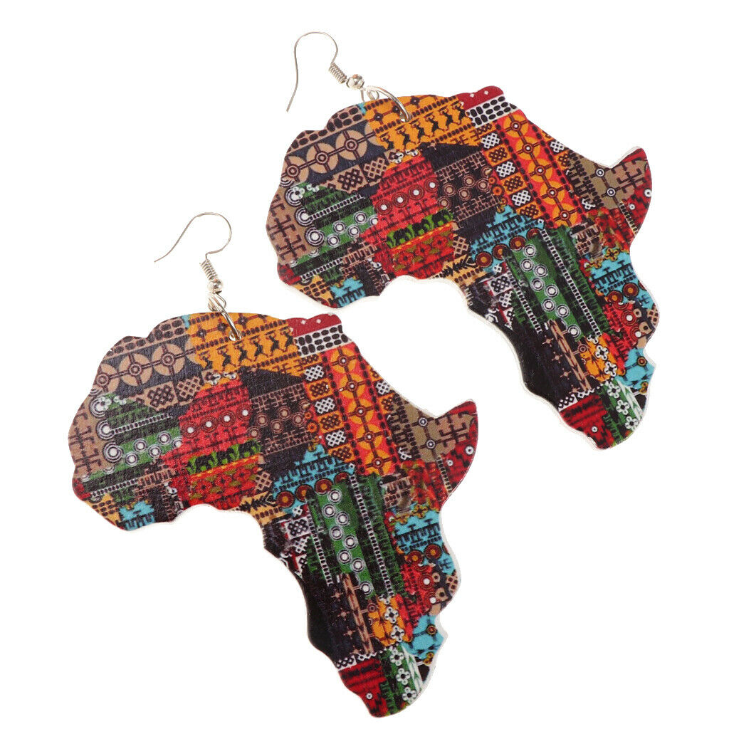 Punk Rock Africa Map African Womens Ladies Hiphop Dangle Earrings Fish Hook