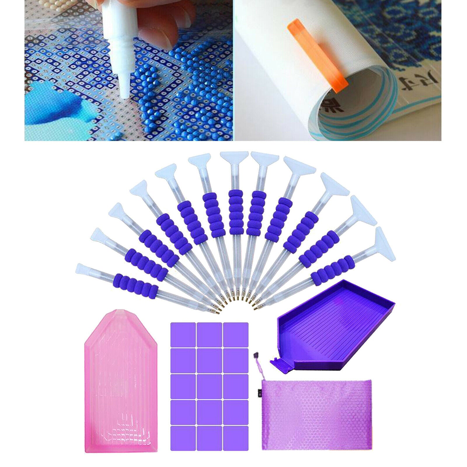 30Pcs 5D Diamond Painting Kit Tool with Diamond Stitch Pens and Accessories Set