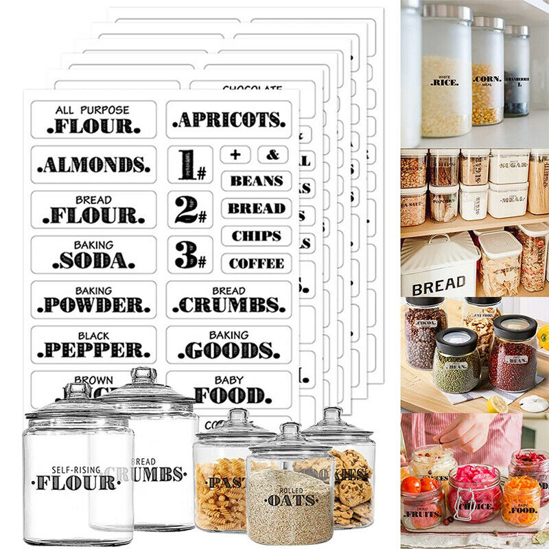 132 PCS Waterproof Food Label Self-Adhesive Resistant Kitchen Pantry Stic.l8