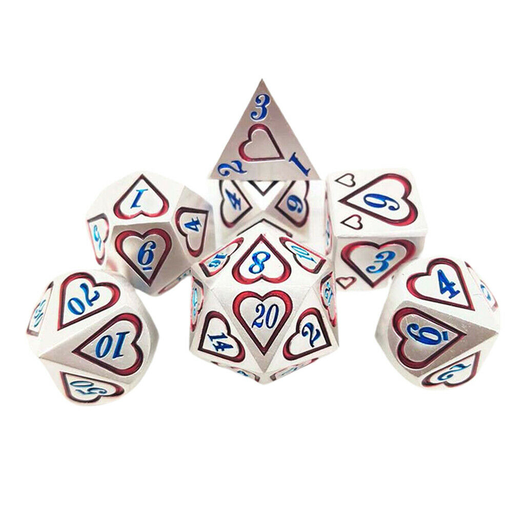 7Pcs Zinc Alloy Multi-sided Dice for Role Play Party Board Game Supplies #9