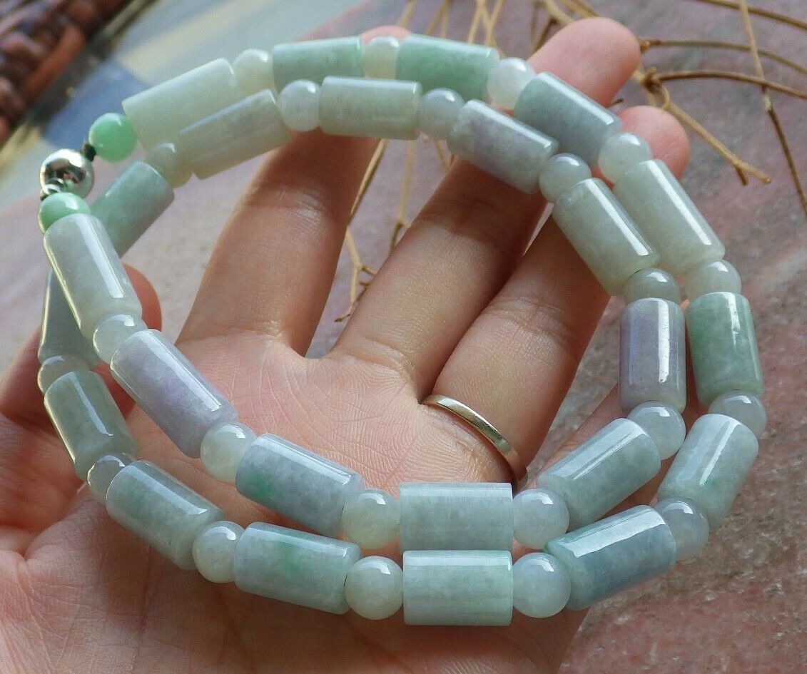Certified Green Natural A JADE Jadeite Beads Circle Necklace 20 inches é¡¹é“¾