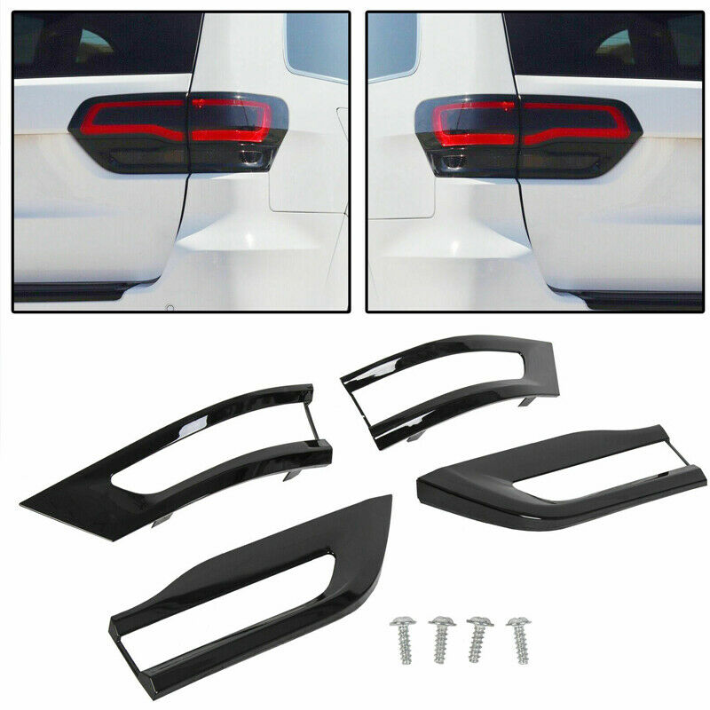 4x Gloss Black Tail Light Lamp Cover Trim Bezel Fits 2014-20 Jeep Grand Cherokee