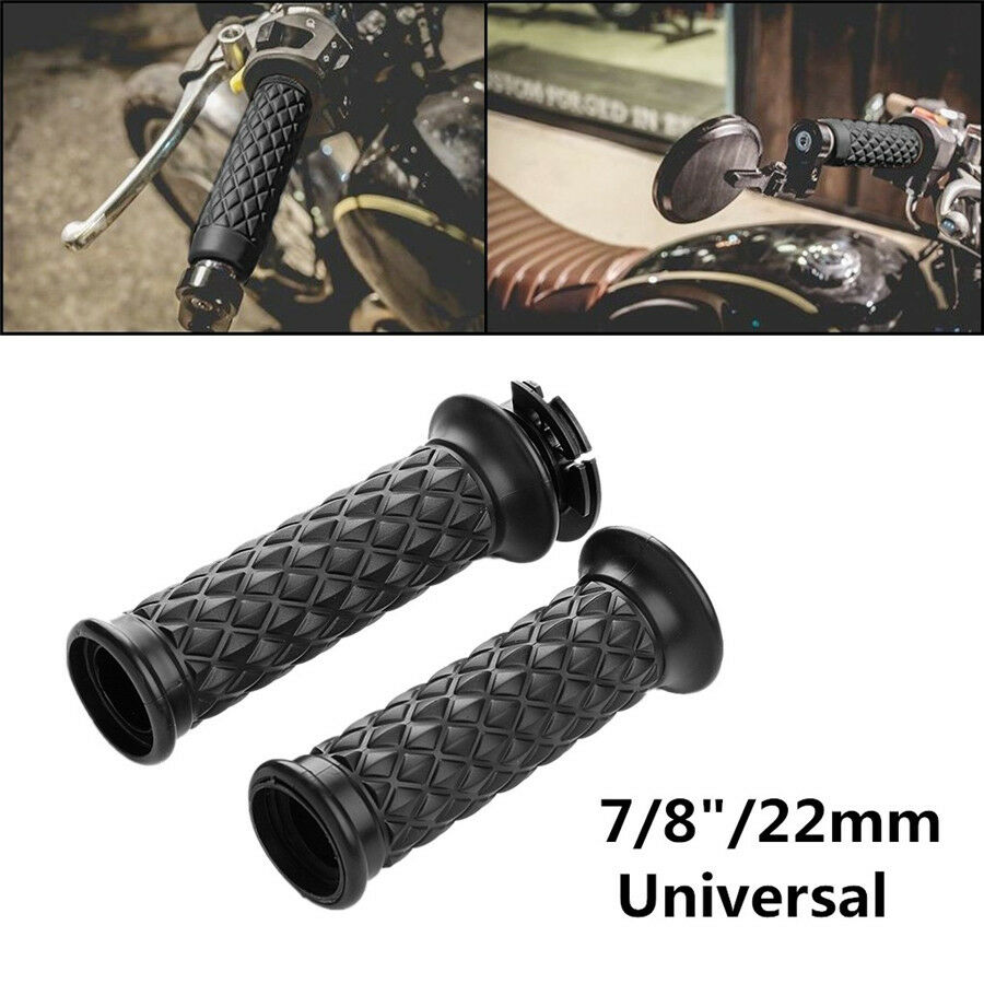 2Pc 7/8" Handlebar Rubber Anti-Skid Hand Grips Cover For Motorcycle Racer Bobber