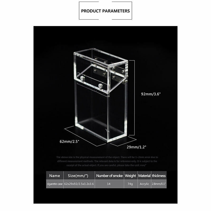 Acrylic Transparent Cigarette Case Portable Package Dust-proof Storage BoxM SJ