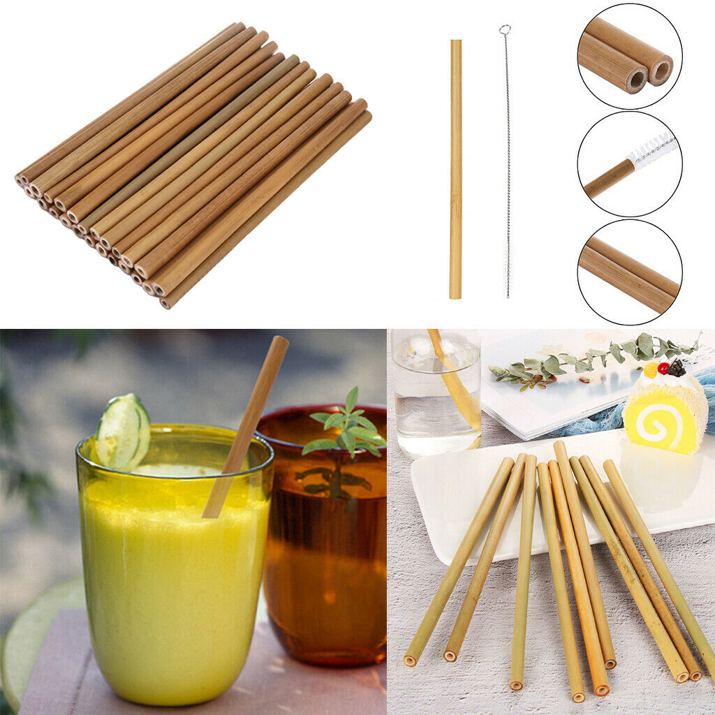 30x Real Bamboo Straw Sticks Tableware DIY Pen Holder Wood Hobby Supplies