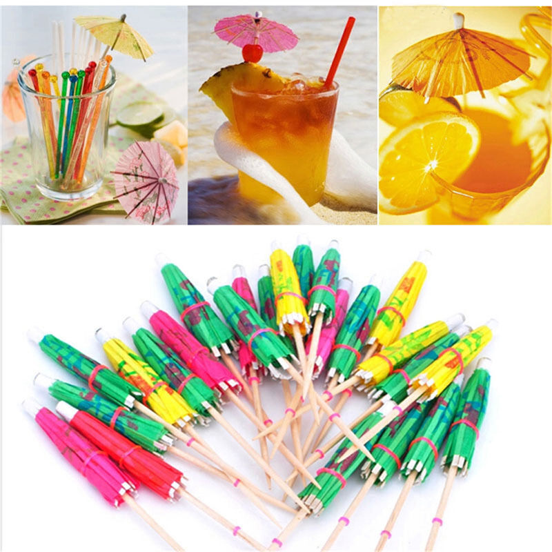50X Paper Cocktail Parasols Umbrellas Party Wedding Supplies Luau Drink St.l8