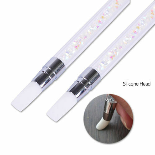 Double Way Silicone Head Rhinestone Nail Art Brush Pen Carving Dotting Tool