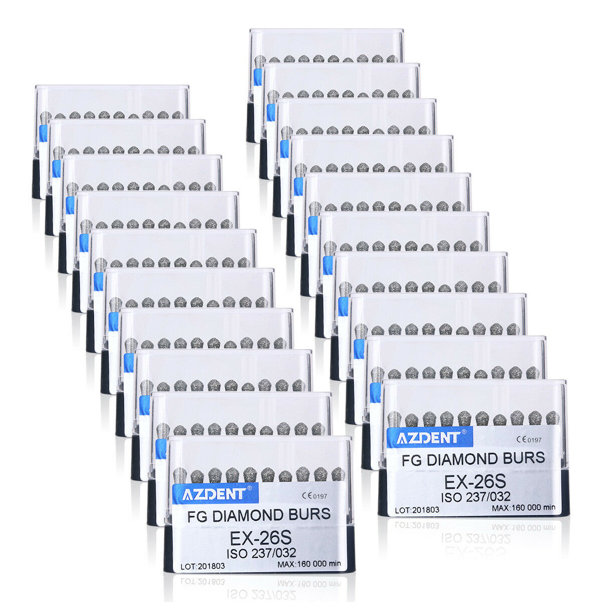 50Kits AZDENT Dental Diamond Burs EX-26S Special Shape for High Speed Handpiece