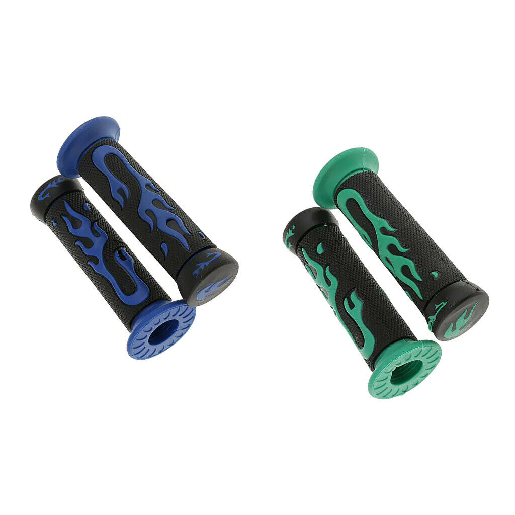 2 Pairs Blue+Green 7/8'' 22mm Motorcycle Scooter Handlebar Hand Grips