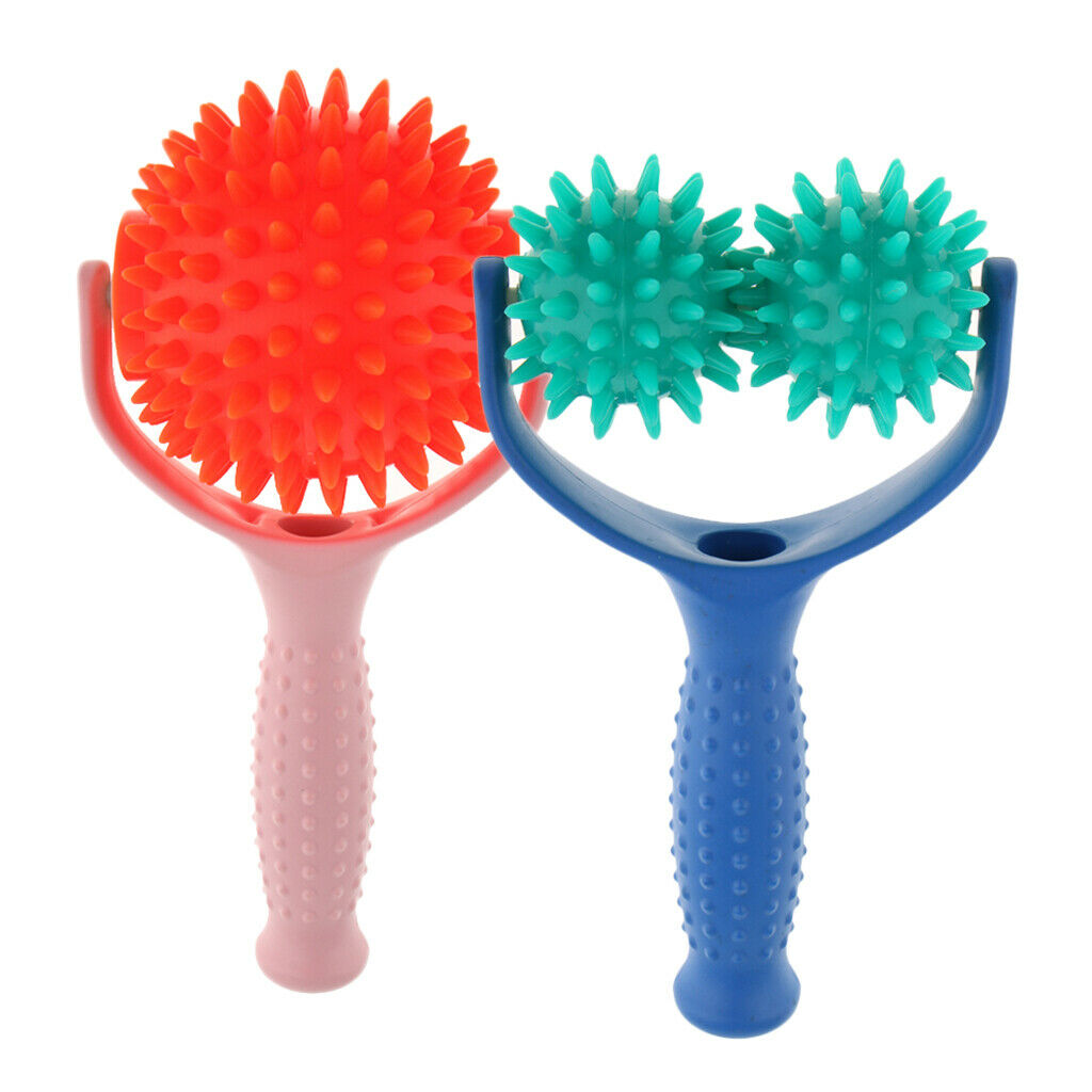 Pack of 2 Y Shaped Handheld Spiky Massaging Rolling Ball Foot Massager