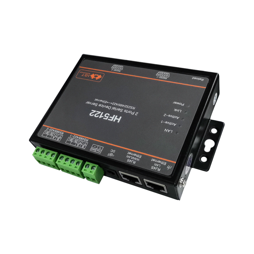 HF5122 Industrial Serial To Ethernet RTOS Serial 2 Port Transmission Converter