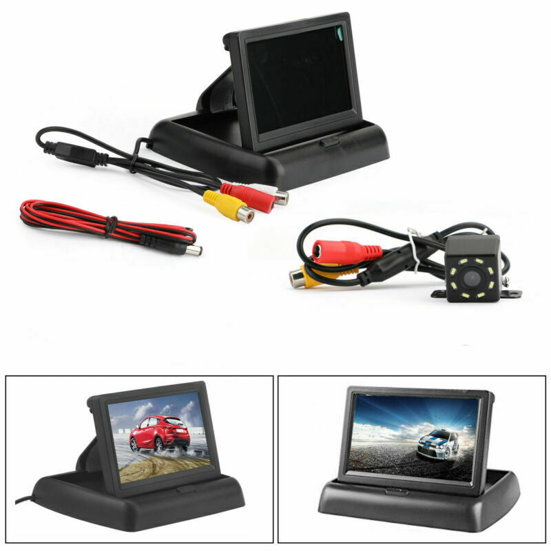 Car Backup 8 LED Camera + 4.3"" TFT LCD Car Foldable Monitor Kit Vehicle System.