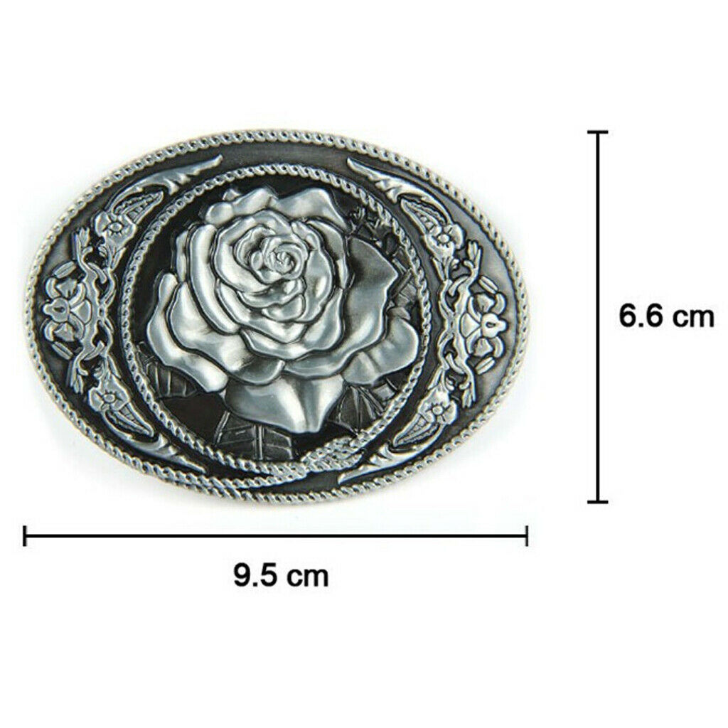 2pcs Retro Classic Belt Buckle Alloy Rose Flowers Carved American