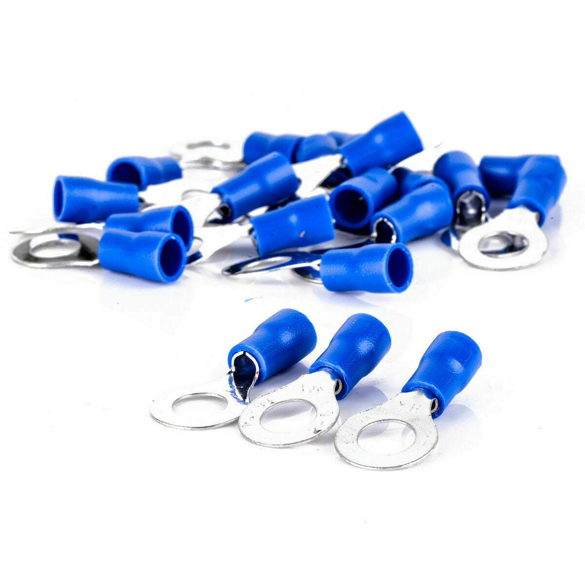 20pcs 14-16 AWG RV 2-6 Insulated Crimp Ring Terminal Wire Connector PVC Blue YX