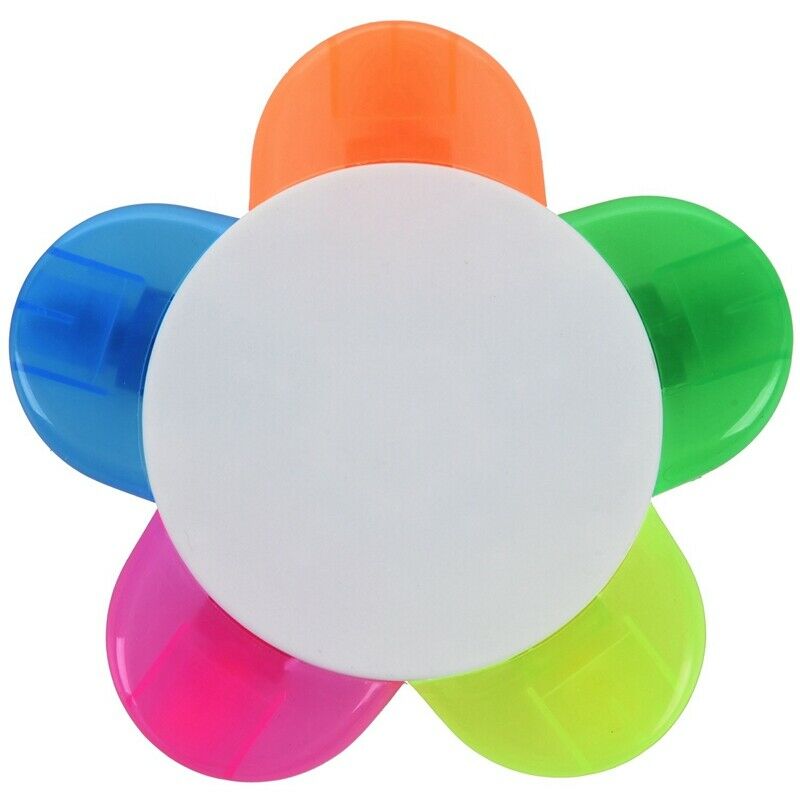 5 color highlighter pen marker pen stationery flower shape (pink, yellow, blueL3