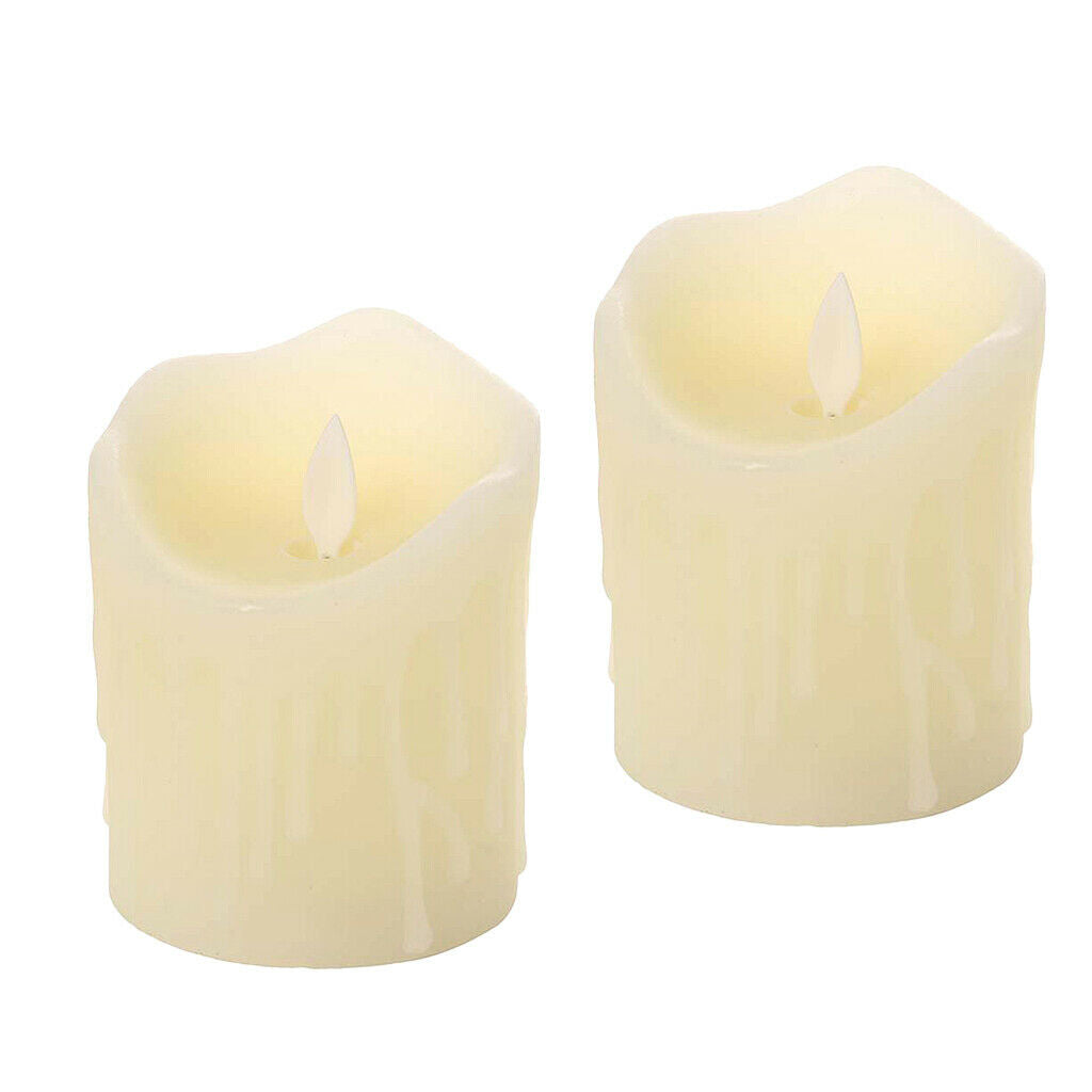 2pcs Battery Powered Oscillating Flame Realistic Amber Led Candle