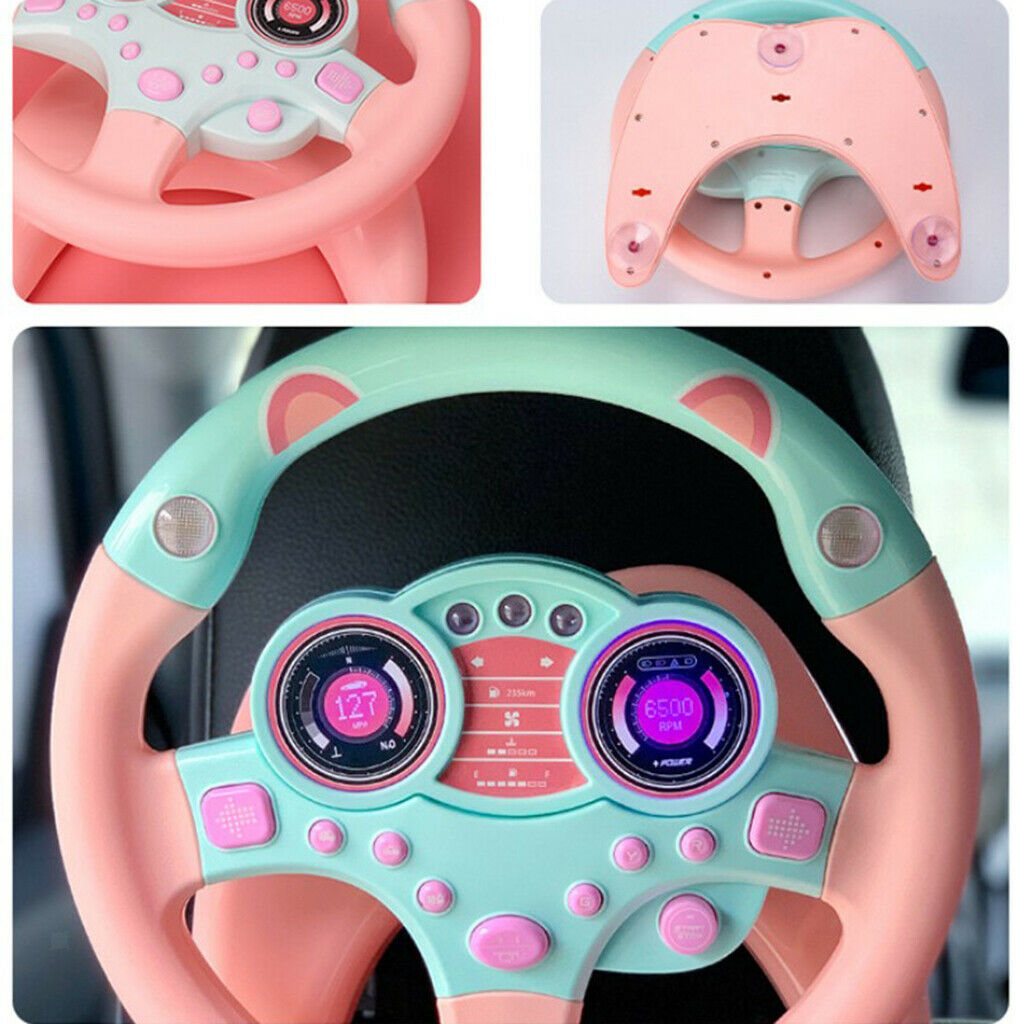 Kid Room Decoration Toys Simulates Co- Steering Wheel for Birthday Gift - Pink