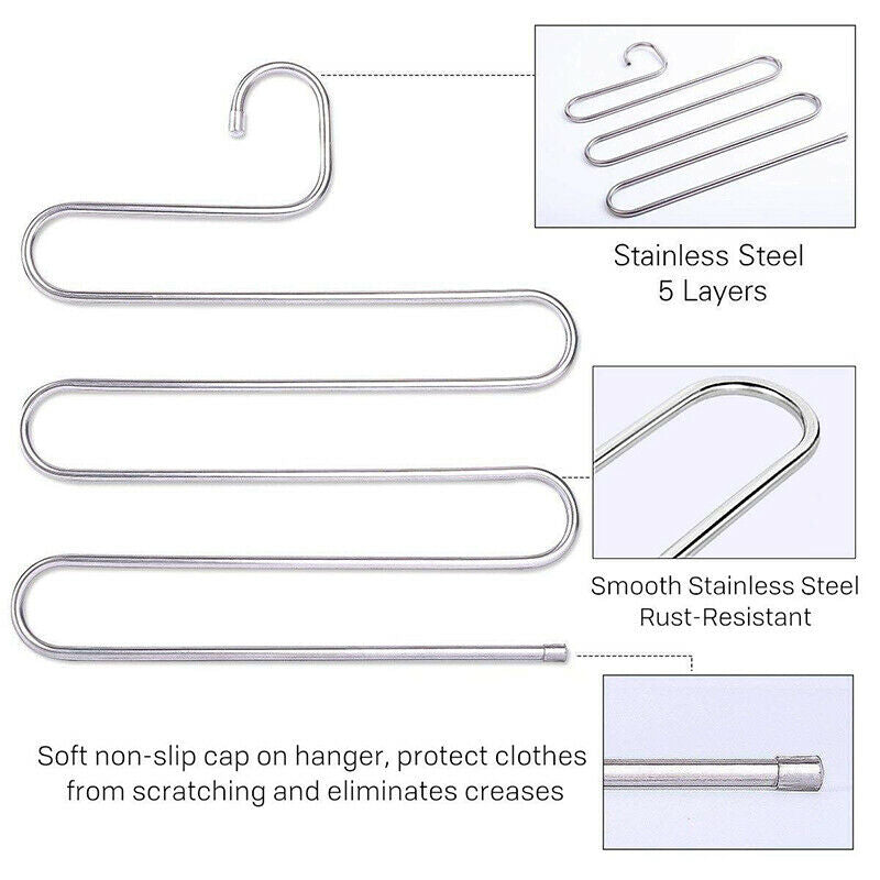 Multi-functional S-type stainless steel trouser rack traceless Non-slip storBDA