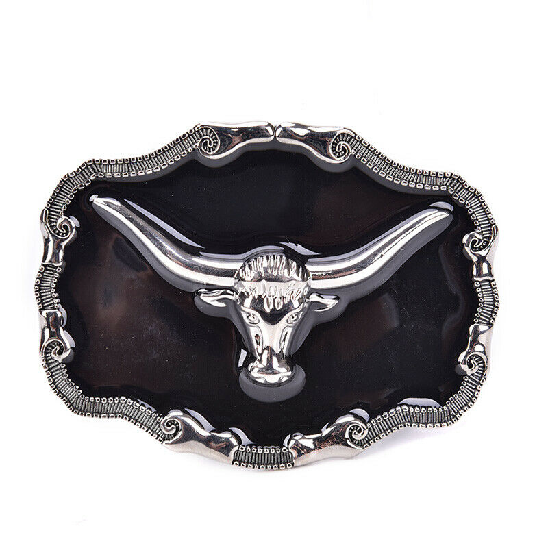 Long Horn Bull Western Belt Buckle Golden Texas Cowboy Large Western Buckles  TH