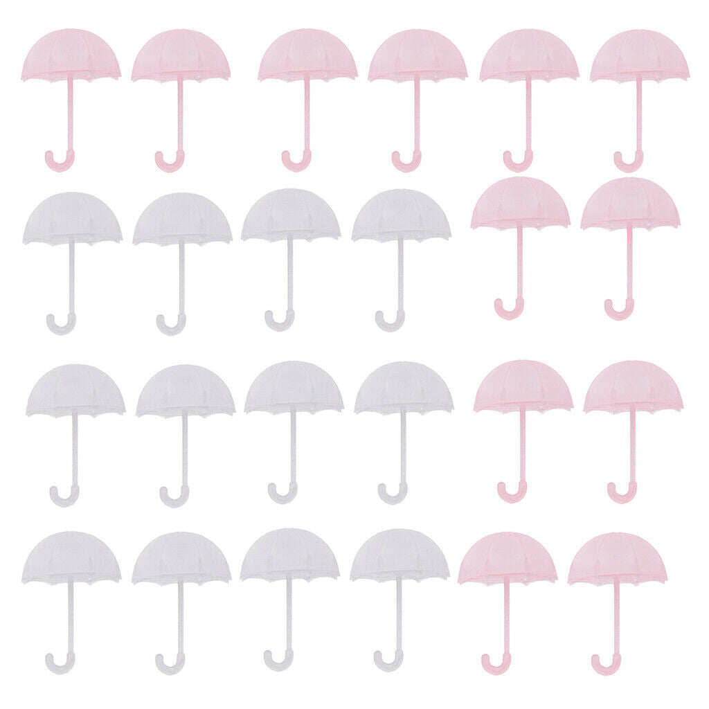 24 Pieces White + Pink Umbrella Shaped Lollipop Pocket Wrap Kit for Wedding