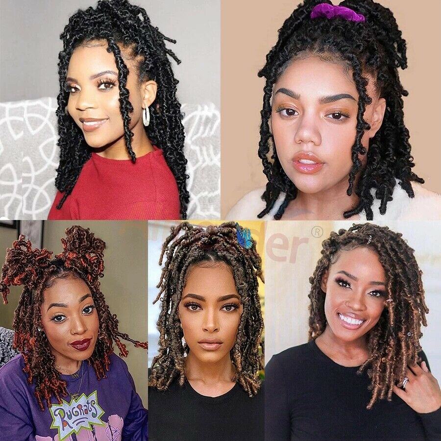 3PACK Afro Faux Locs Butterfly Locs Twist Crochet Braiding Hair Extensions Black