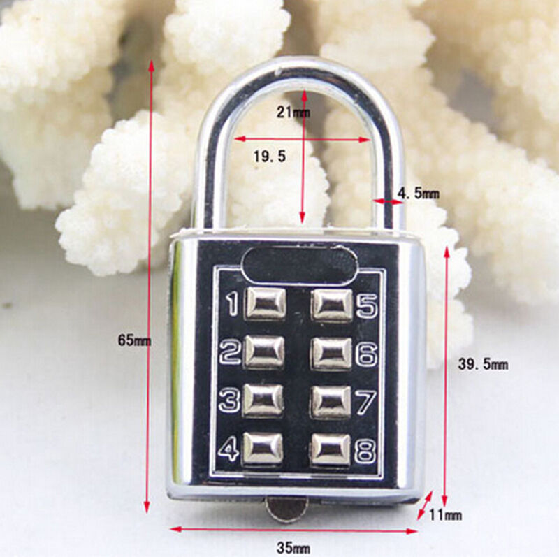 4 Digit Push Button Combination Padlock Luggage Travel Code Lock ZO BDDD