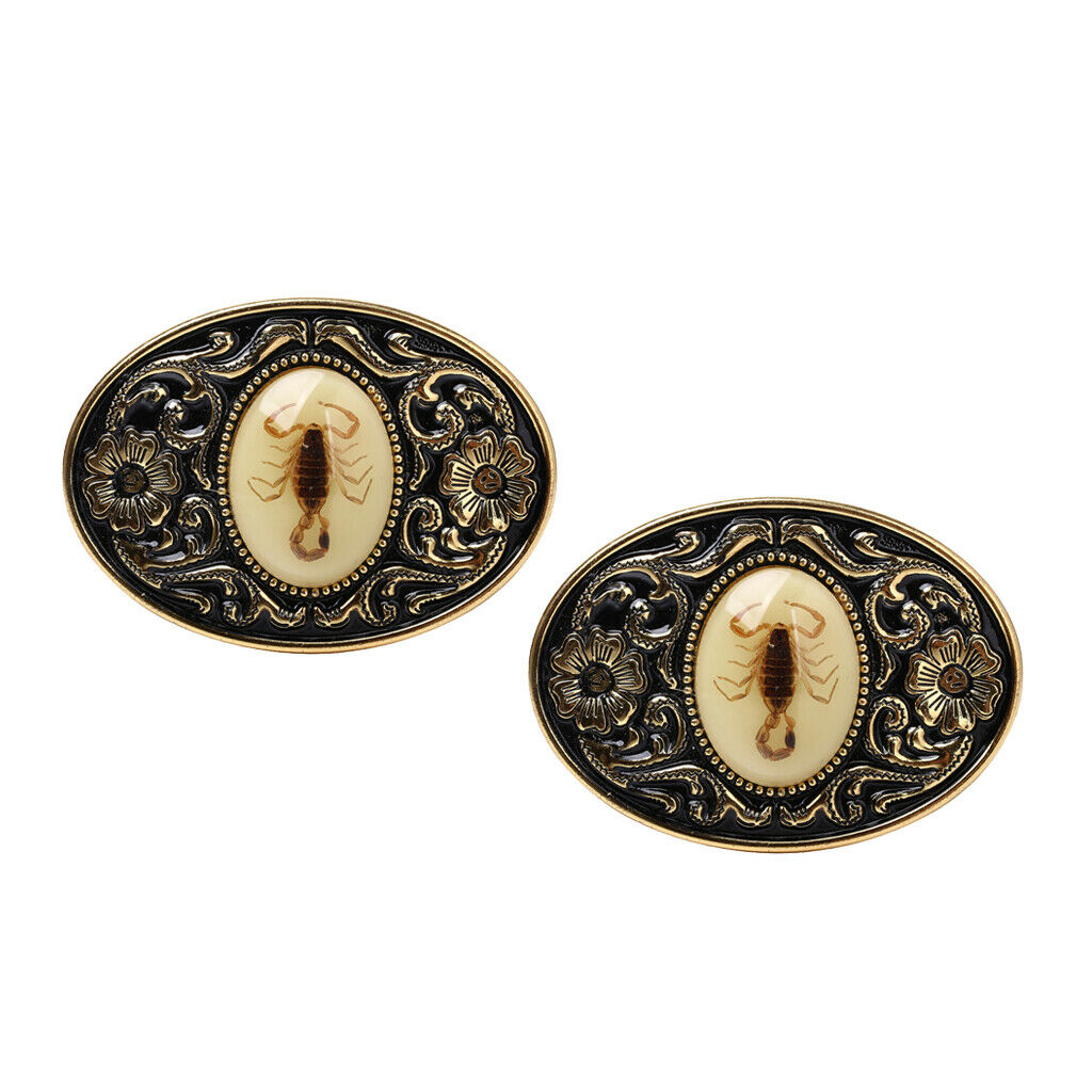 2 Pieces Mens Western Belt Buckle Luminous Stone Scorpion Animal Belt Buckle