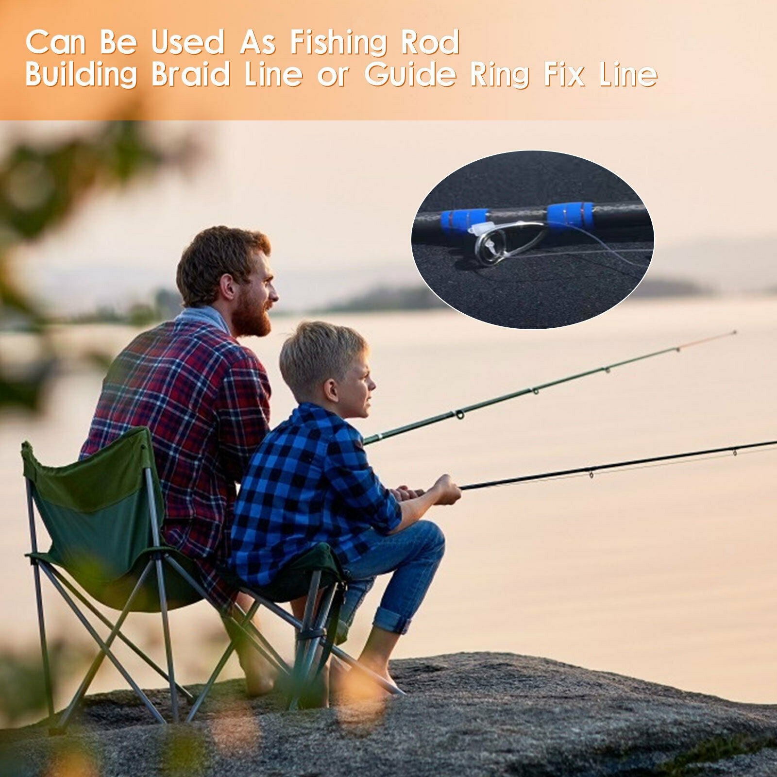 Rod Repairing Line Fishing Rod Building Braid Line Guide Ring Fix Threads Black