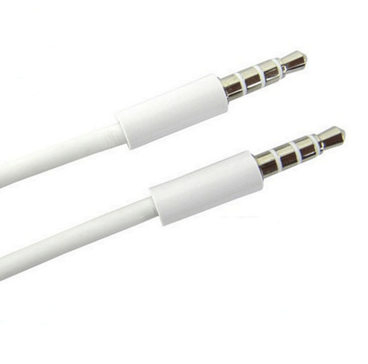 1M 3.5mm Male to Male 4 Pole AUX Audio Headphone Extension Cable Cord Lead white