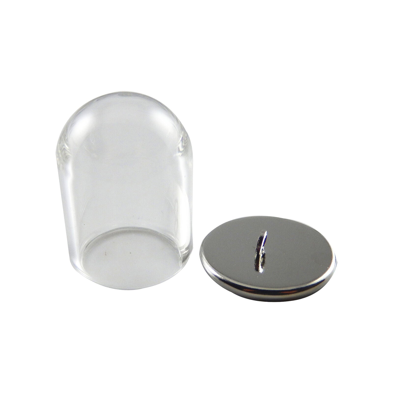 8 sets Clear Glass Cylinder Dome w/ Metal Cameo Base Pendant Findings 29x20mm