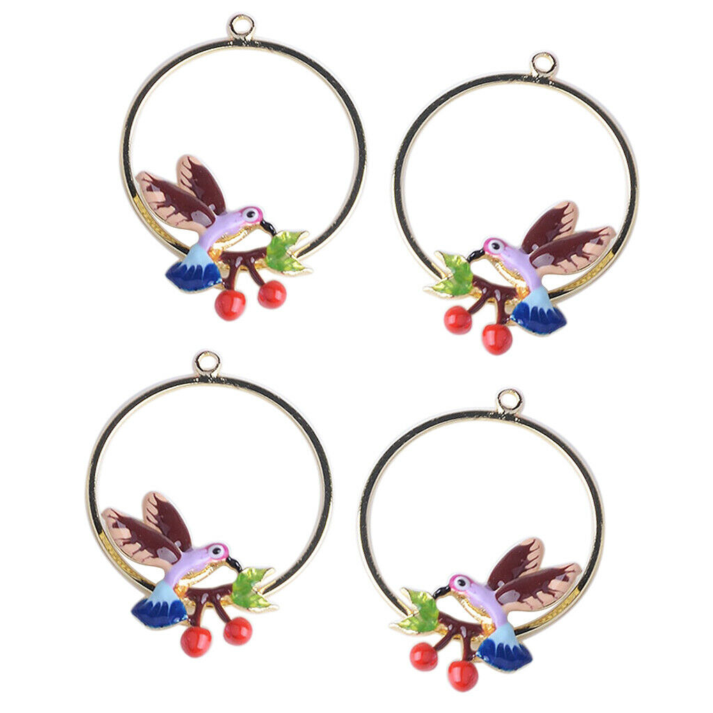 4x Cherry Bird Charms DIY Jewelry Pendants Earrings Findings Necklace Decor