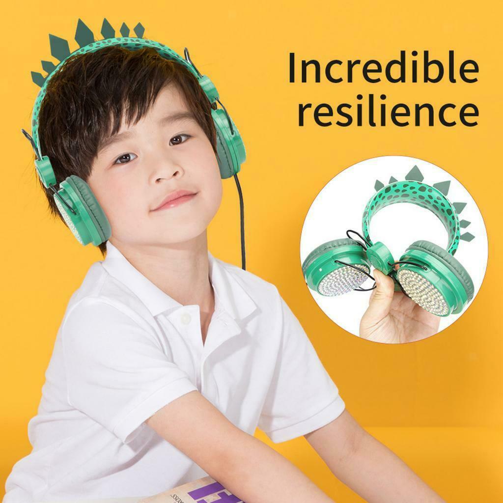 Dinosaur Cartoon Glitter Kids Stereo Headphone with Microphone for Boys