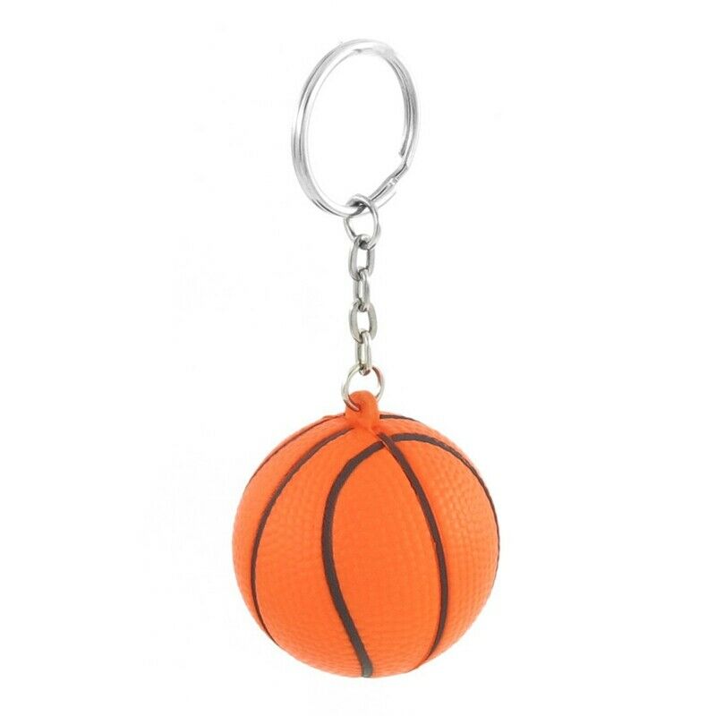 Orange Black Basketball Shape Sport Stress Ball Link Chain Key  S6G5