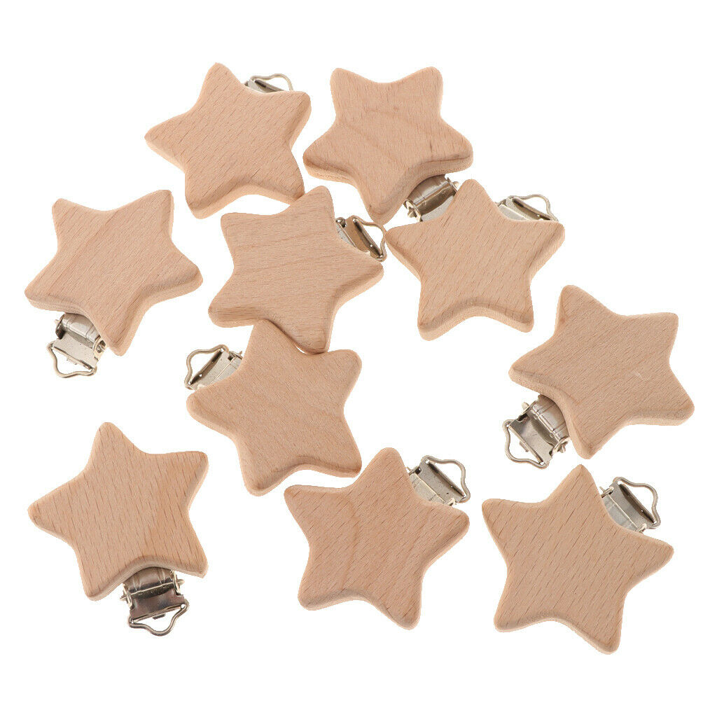 Wooden Baby Pacifier Clip Dummy Clips DIY Star-Shaped Nursing Accessory