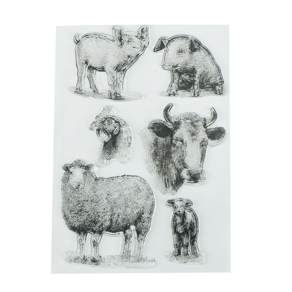 Animals Pig Cow Sheep Clear Stamps Scrapbooking Card Making Photo Album De.l8