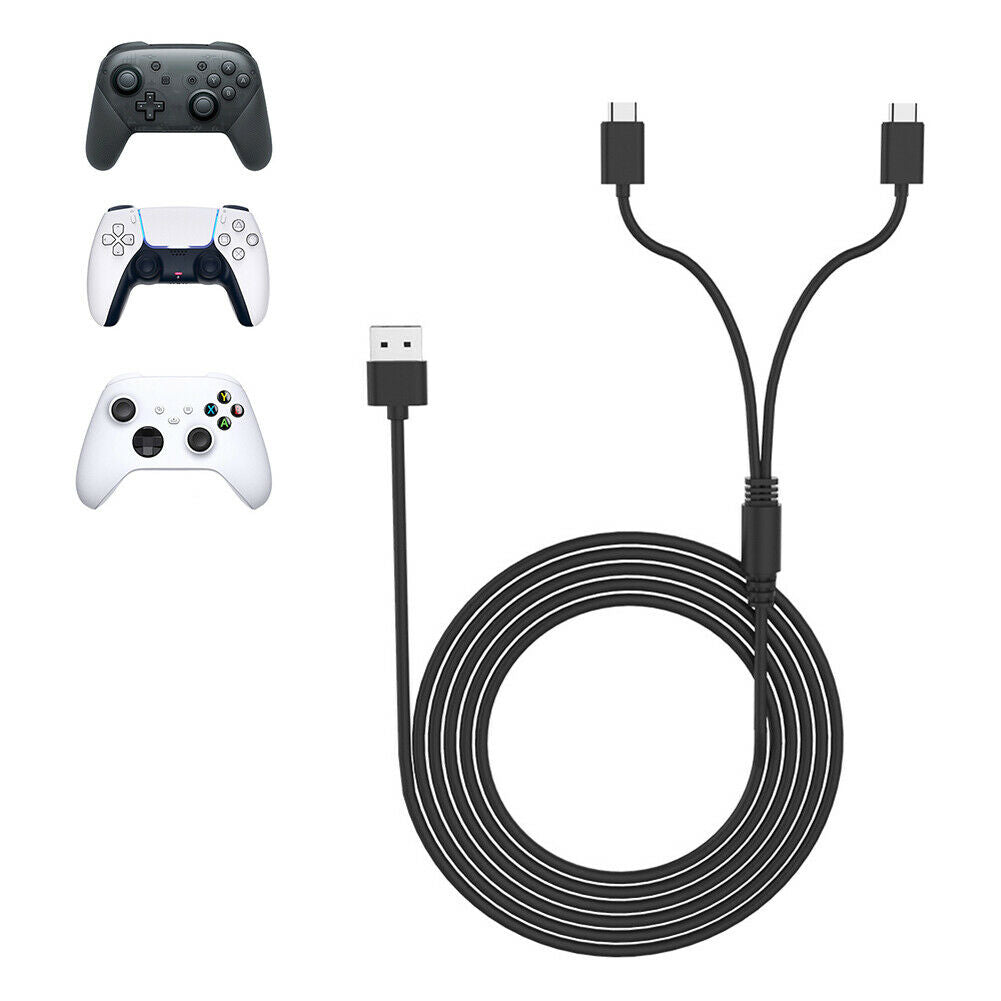 2 in 1 USB C Cable for Nintendo Switch Switch Lite Console Pro Controller @