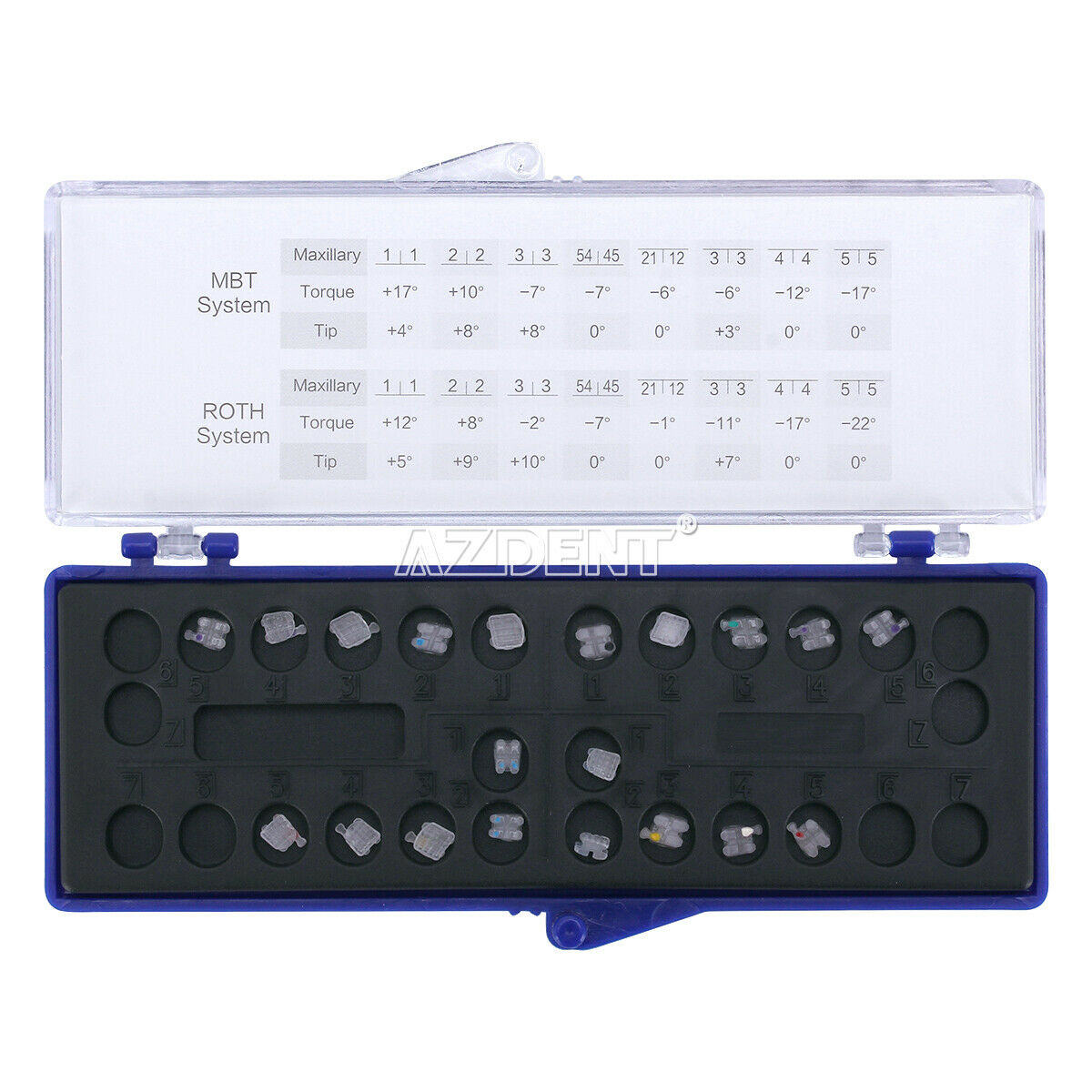 20X AZDENT Dental Orthodontic Ceramic Brackets Braces Roth.022 Hooks 3 4 5