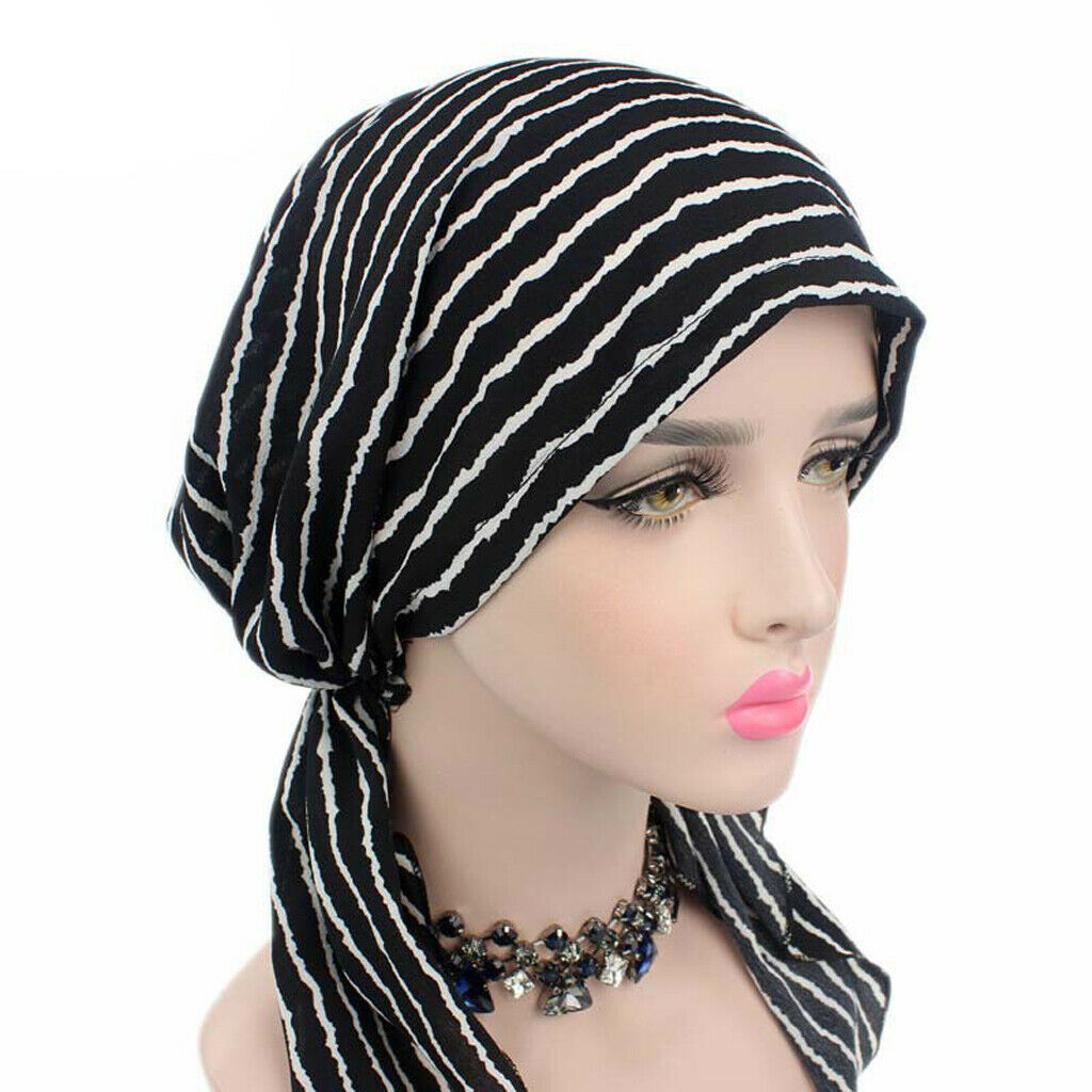 2x Muslim Women Pre Tied Hijab Cancer Hat Beanie Chemo Alopecia   Turban