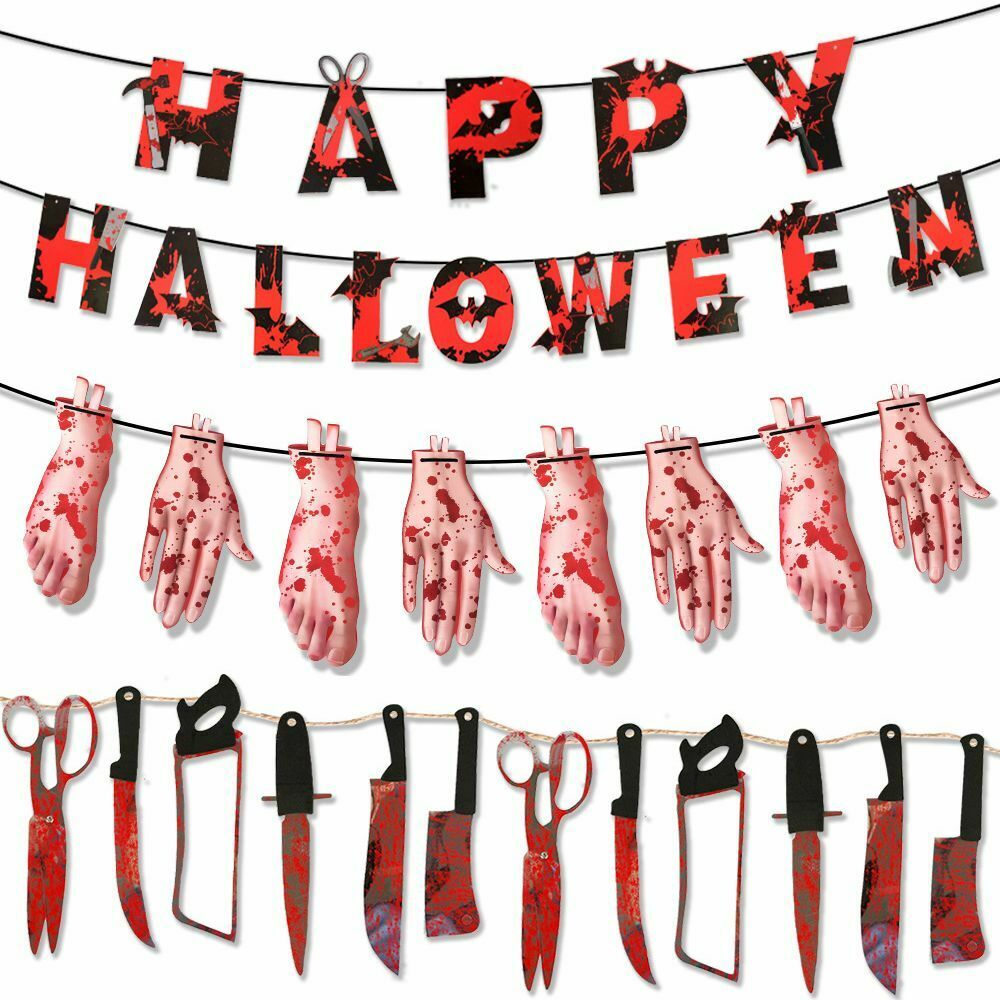 Ghost Happy Halloween Bloods Knives Halloween Paper Banner Home Decorations