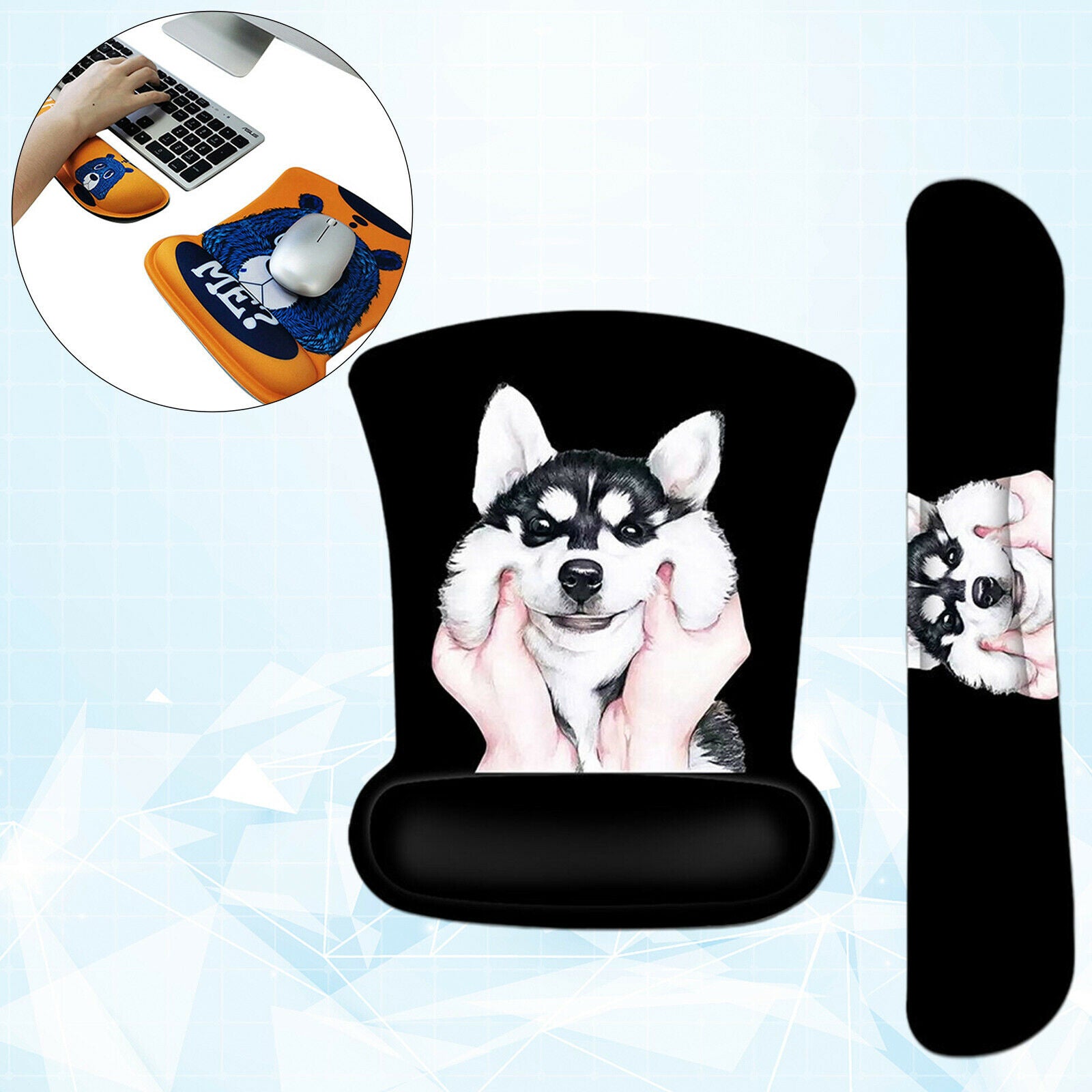 Ergonomic Gaming Keyboard Wrist Pad Mouse Wrist Rest Support Combo Set