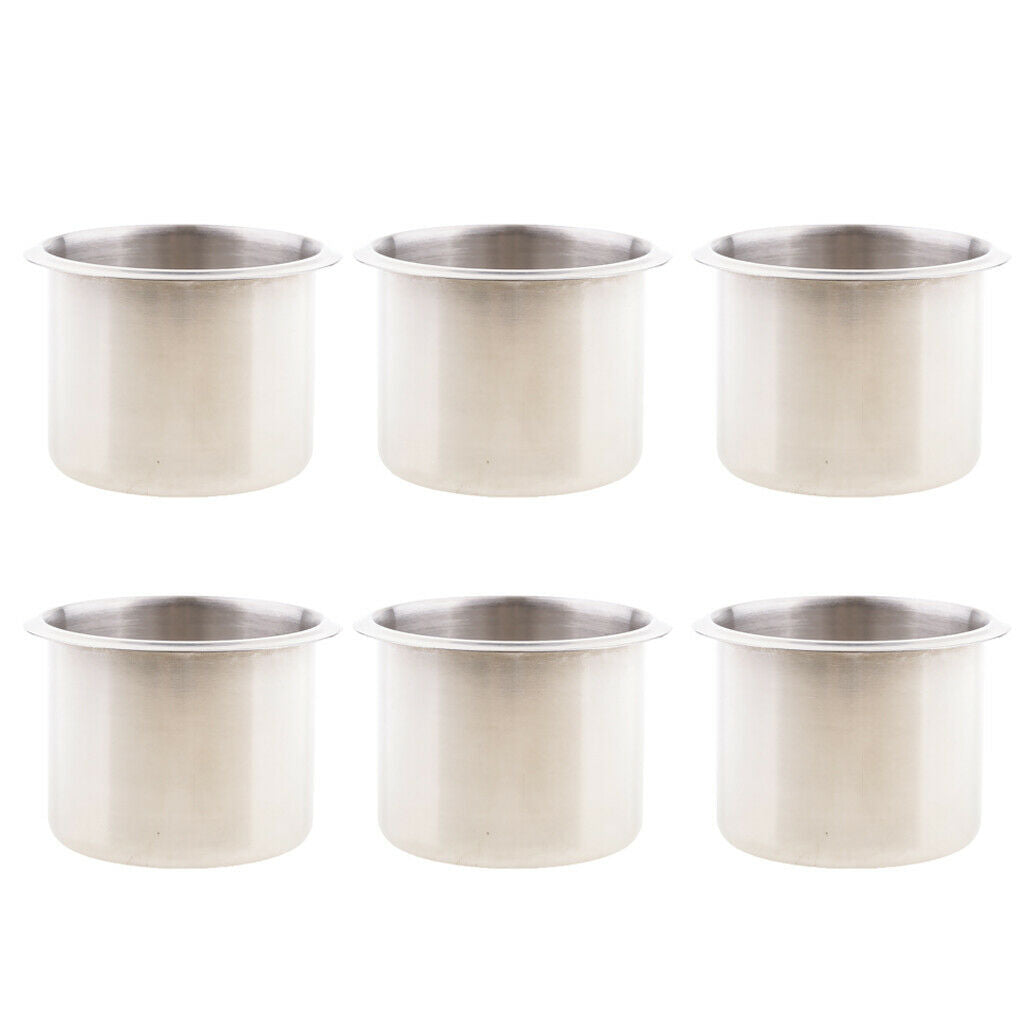 6pcs Stainless Steel Cup Holders for Boat Motorhomes Truck Sofa Camper 68mm