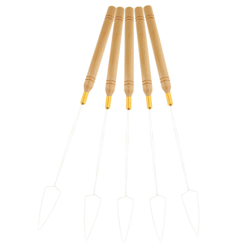 5 Pieces Micro Link Ring Beads Hair Extension Tool Loop Hook Pulling Needles
