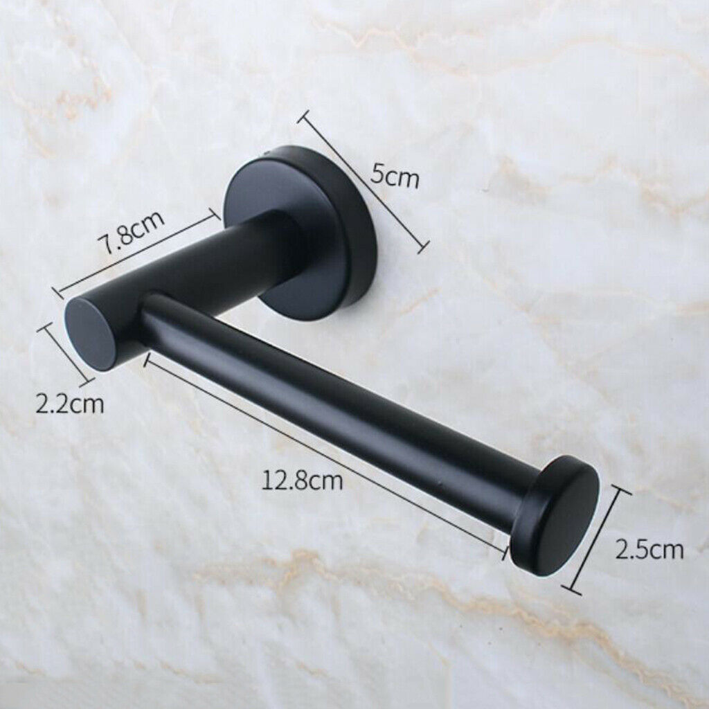 2xToilet Paper Holder Stainless Steel Round Wall Mounted  Punching_Black