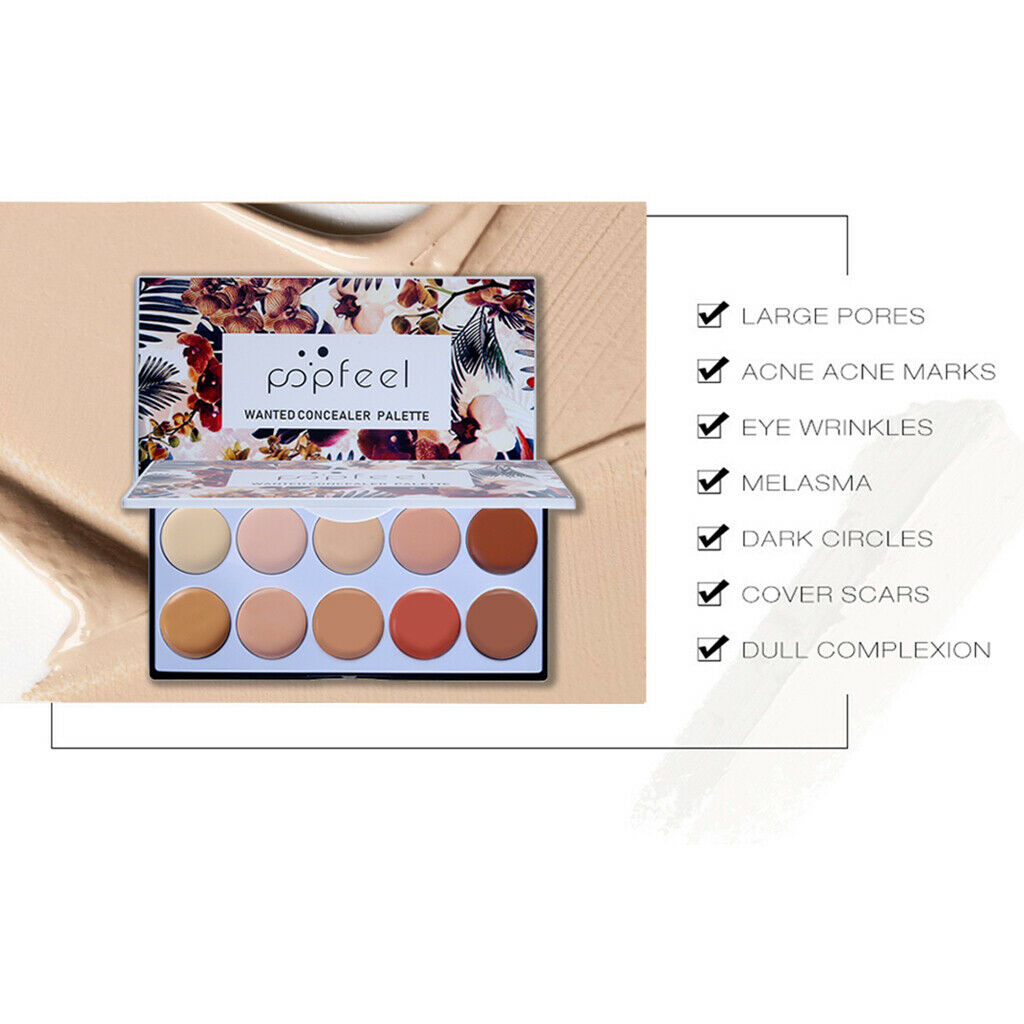 10 Colors Smooth Concealer Makeup Base For Blemish Spots Dark Circles With Brush