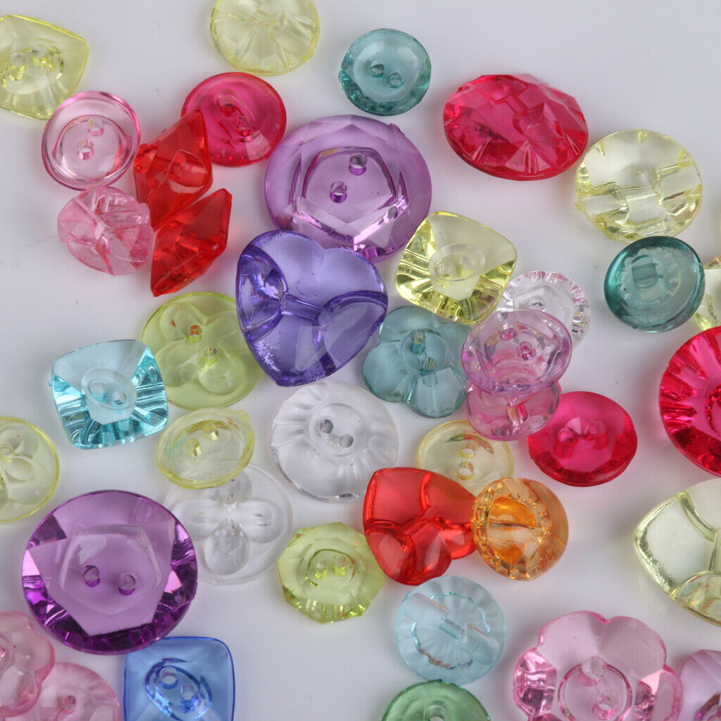 100x Mixed Acrylic Transparent DIY Sewing Buttons Scrapbooking Card Making