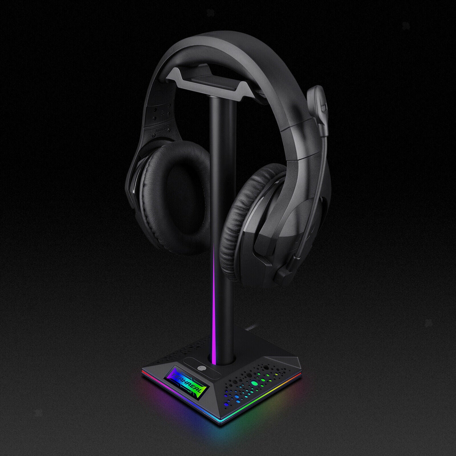 RGB Light Earphone Gaming Headphone Stand Holder Display Bracket w/ USB Hub