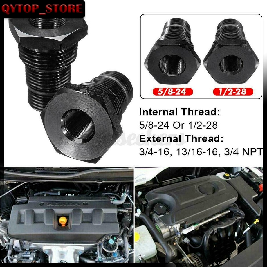Black 1/2-28 to 3/4-16, 13/16-16, 3/4NPT Automotive Threaded Oil Filter Adapter