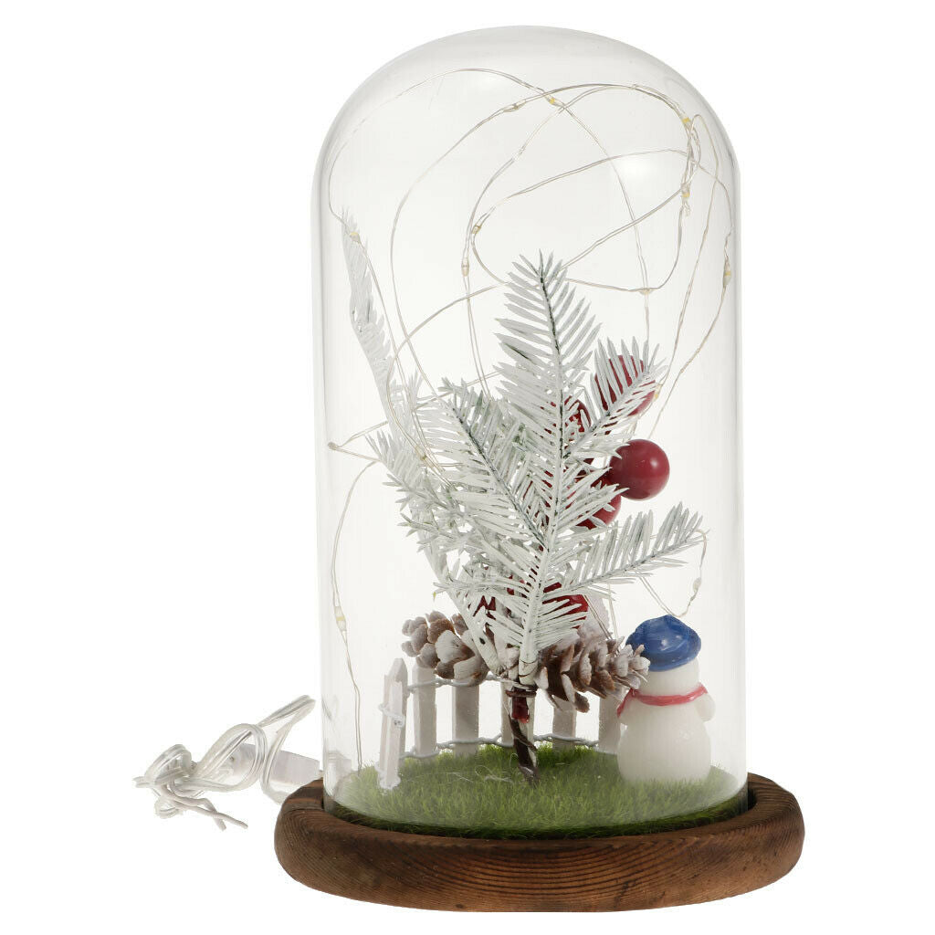 Christmas LED USB Night Light Snowman Glass Display Landscape Xmas Decor