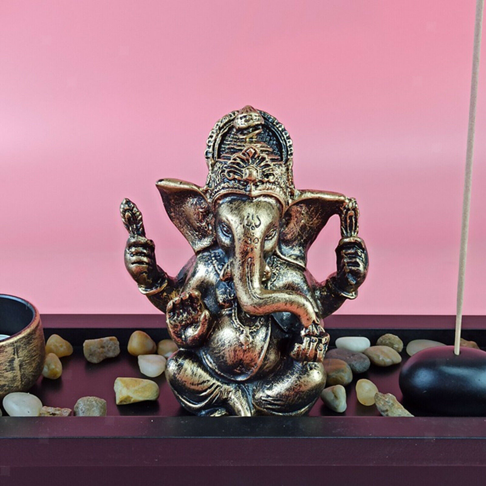 God Lord Ganesha Statue Incense Burner Tray Blessing Home Office Decorations