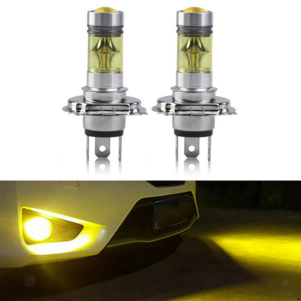 Pair H4 100W 4300K LED Yellow Foglight Bulbs DC 12V Daytime Running